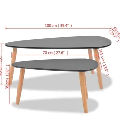 Clearance 2-delige Salontafelset massief grenenhout zwart Tafels