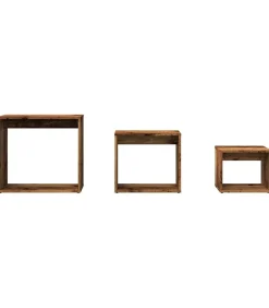 Best 3-delige Tafeltjesset bewerkt hout oud houtkleurig Tafels