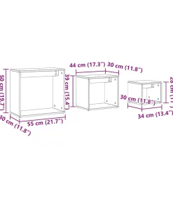 Best 3-delige Tafeltjesset bewerkt hout oud houtkleurig Tafels