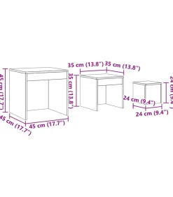 Sale 3-delige Tafeltjesset bewerkt hout artisanaal eikenkleur Tafels