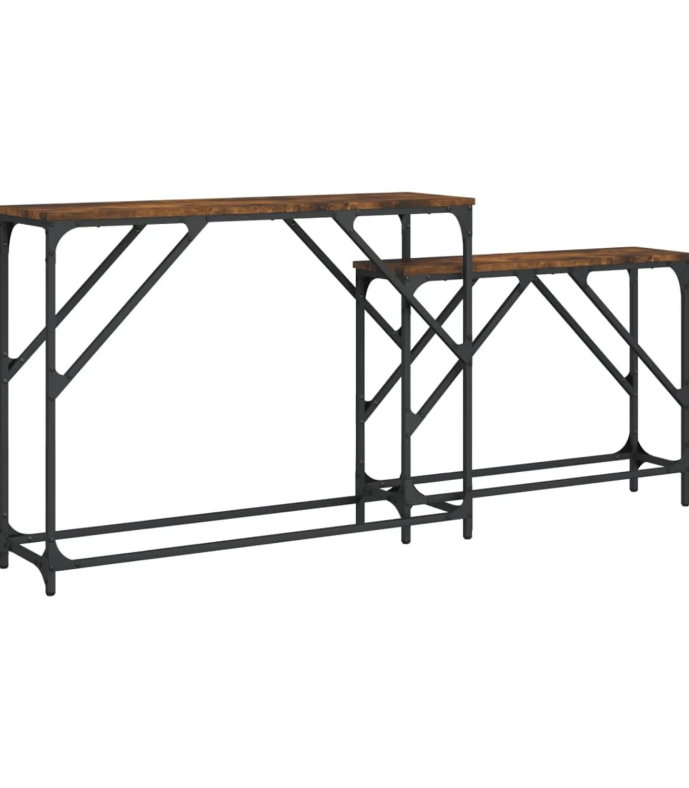 Best 2-delige Tafeltjesset bewerkt hout gerookt eikenkleurig Tafels