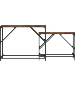 Best 2-delige Tafeltjesset bewerkt hout gerookt eikenkleurig Tafels