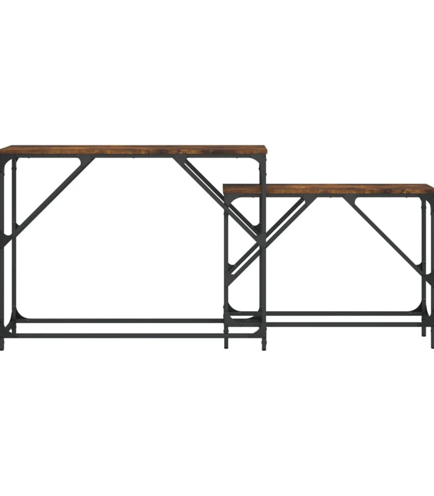 Best 2-delige Tafeltjesset bewerkt hout gerookt eikenkleurig Tafels