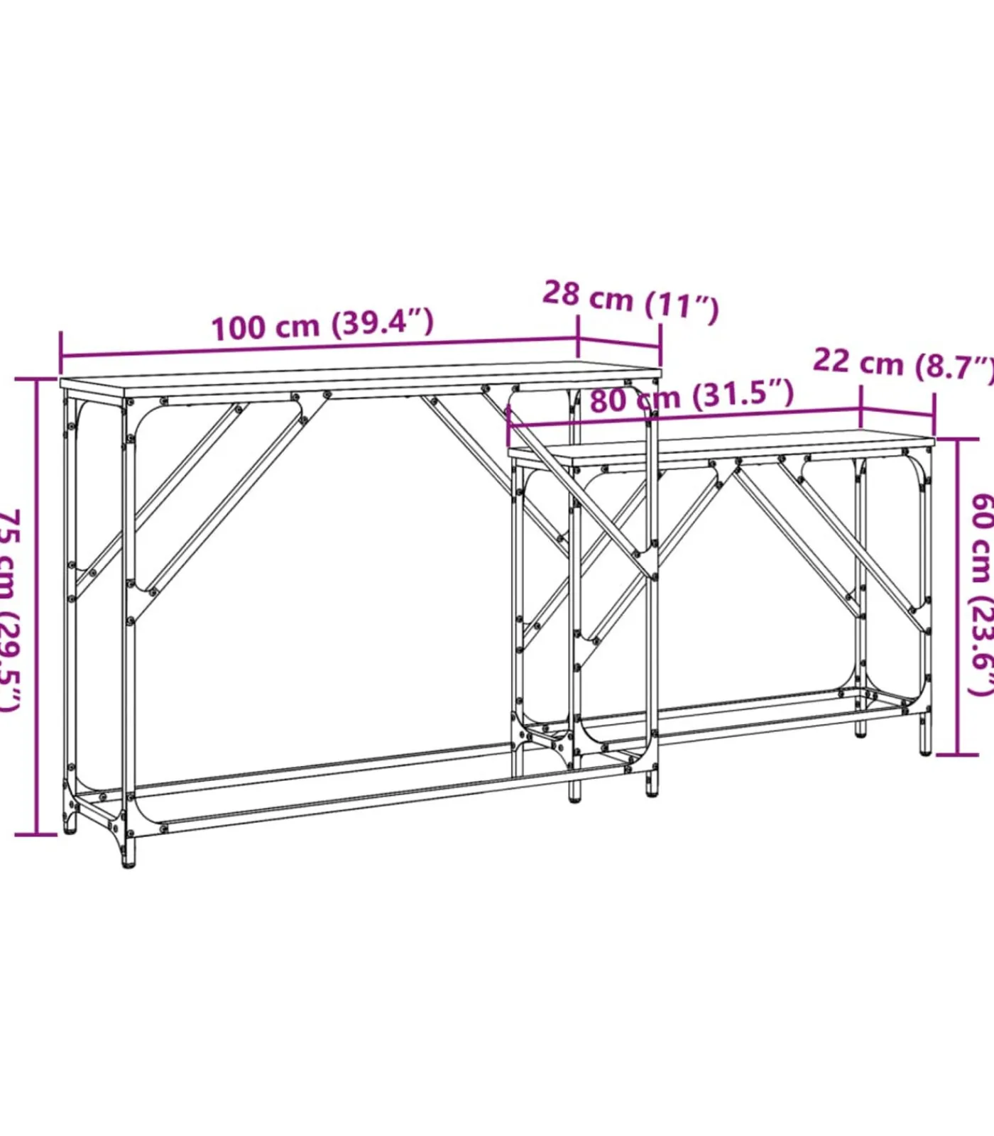 Best 2-delige Tafeltjesset bewerkt hout gerookt eikenkleurig Tafels