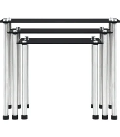 3-delige Tafeltjesset gehard glas zwart Tafels