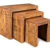 Discount 3-delige Tafeltjesset massief mangohout Tafels