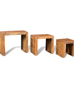 Discount 3-delige Tafeltjesset massief mangohout Tafels