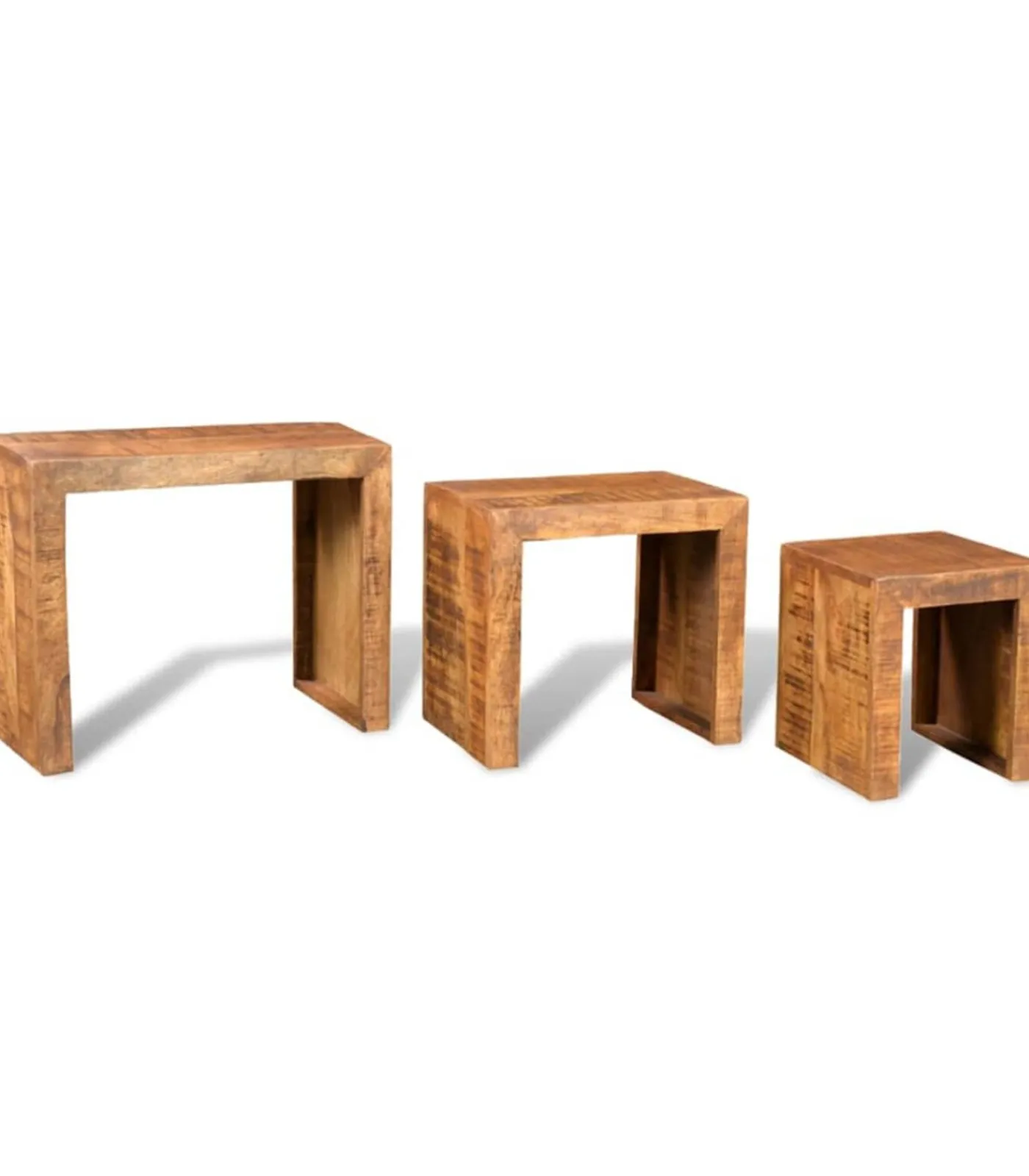 Discount 3-delige Tafeltjesset massief mangohout Tafels