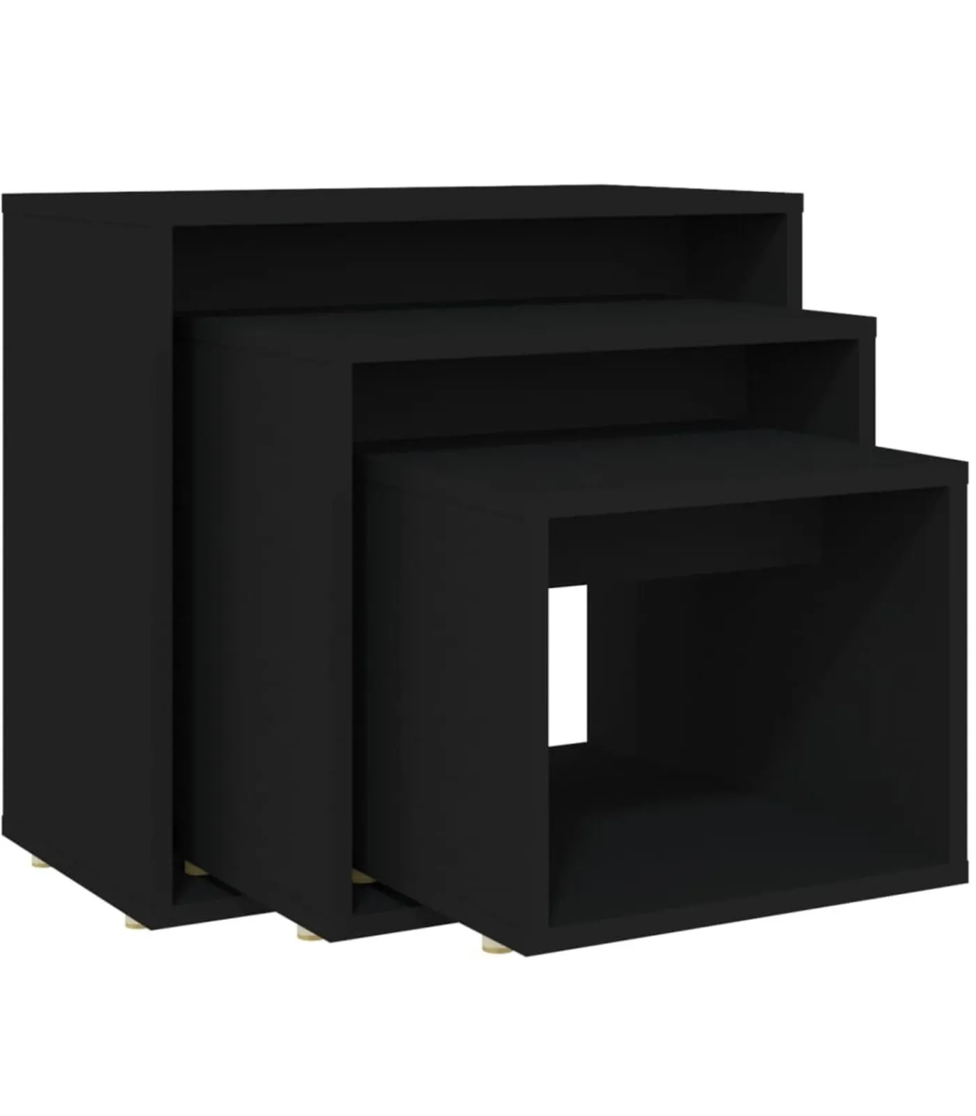 Discount 3-delige Tafeltjesset spaanplaat zwart Tafels