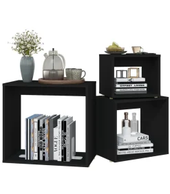 Discount 3-delige Tafeltjesset spaanplaat zwart Tafels