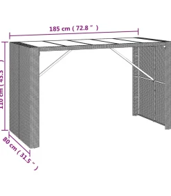 Outlet 9-delige Tuinbarset met kussens poly rattan zwart Tuinmeubelen