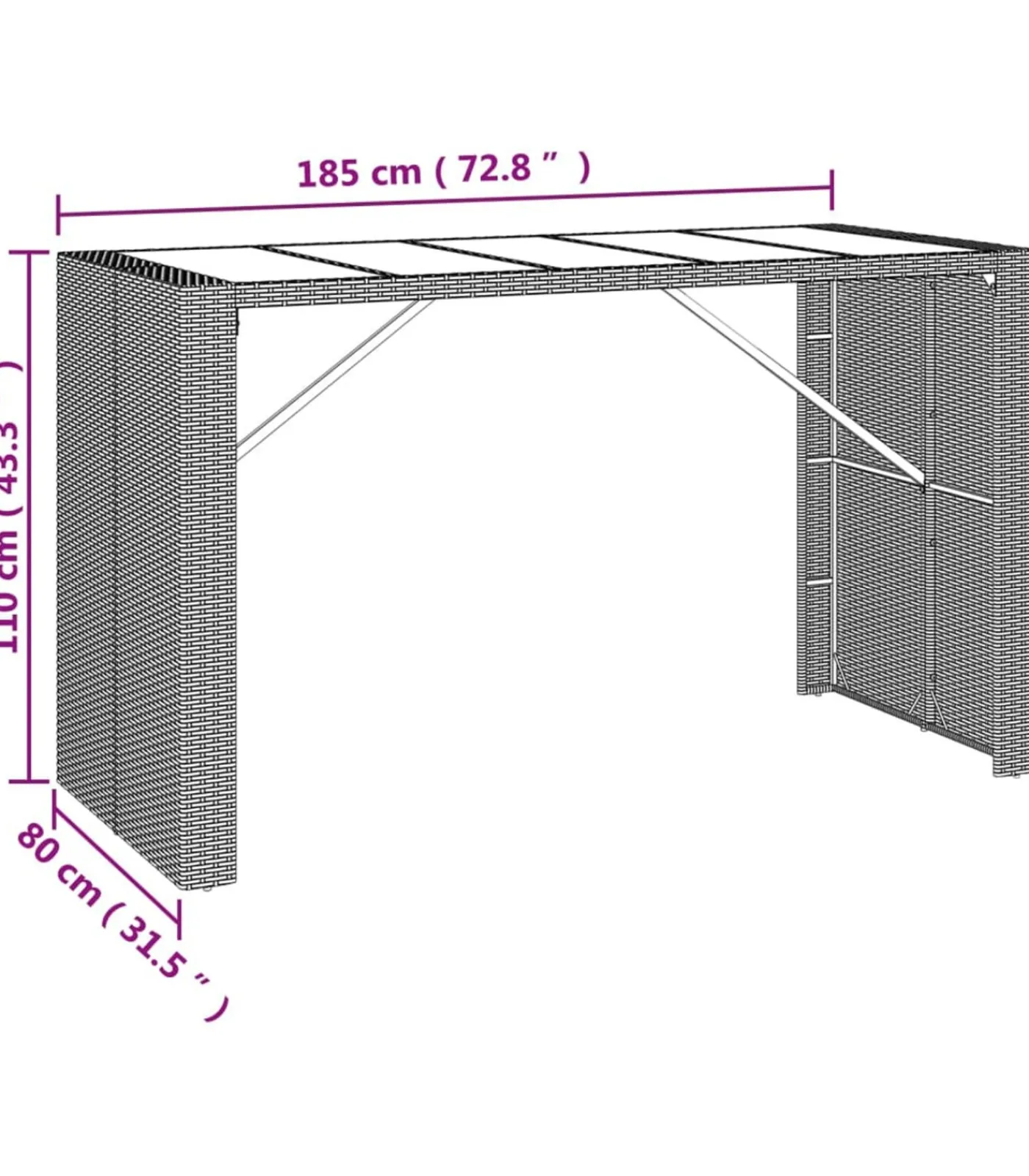 Outlet 9-delige Tuinbarset met kussens poly rattan zwart Tuinmeubelen