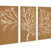Clearance 3-delige Tuindecoratieset boomontwerp 105x55 cm cortenstaal Decoratie