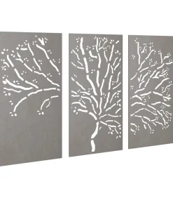 Clearance 3-delige Tuindecoratieset boomontwerp 105x55 cm cortenstaal Decoratie