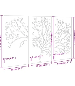 Clearance 3-delige Tuindecoratieset boomontwerp 105x55 cm cortenstaal Decoratie
