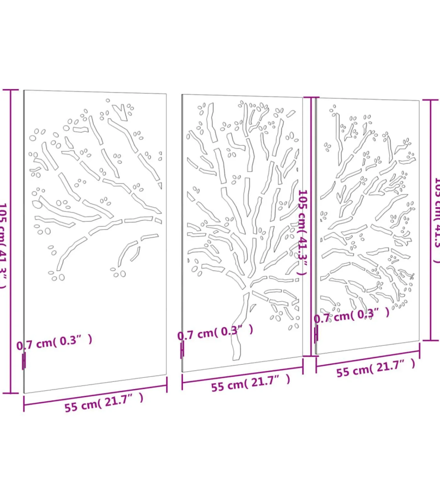 Clearance 3-delige Tuindecoratieset boomontwerp 105x55 cm cortenstaal Decoratie