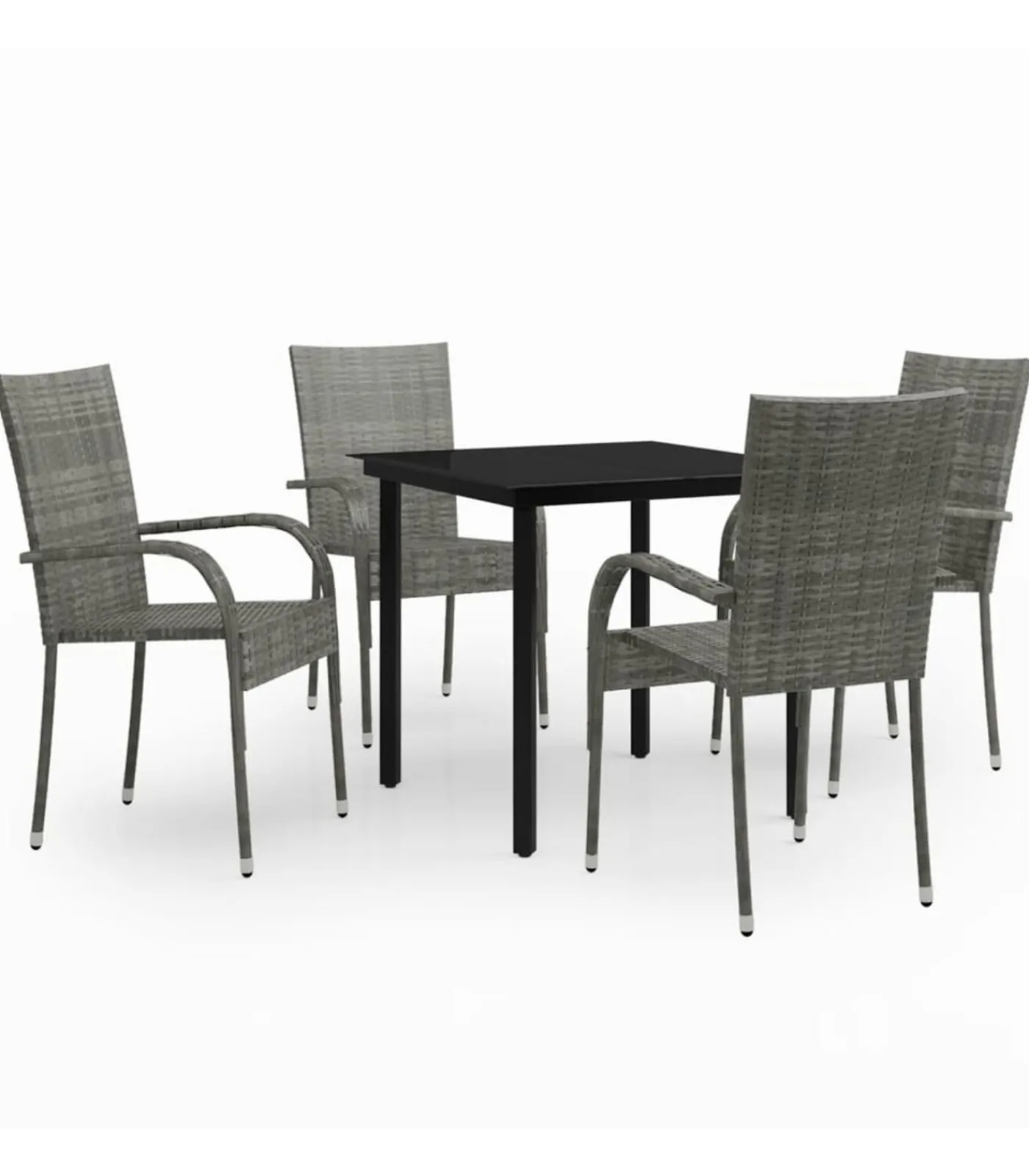 Hot 5-delige Tuinset grijs en zwart Tuinmeubelen