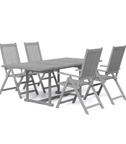 Outlet 5-delige Tuinset massief acaciahout Tuinmeubelen