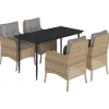 Discount 5-delige Tuinset met kussens poly rattan beige Tuinmeubelen