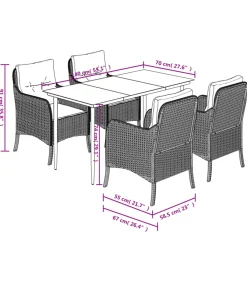 Discount 5-delige Tuinset met kussens poly rattan beige Tuinmeubelen