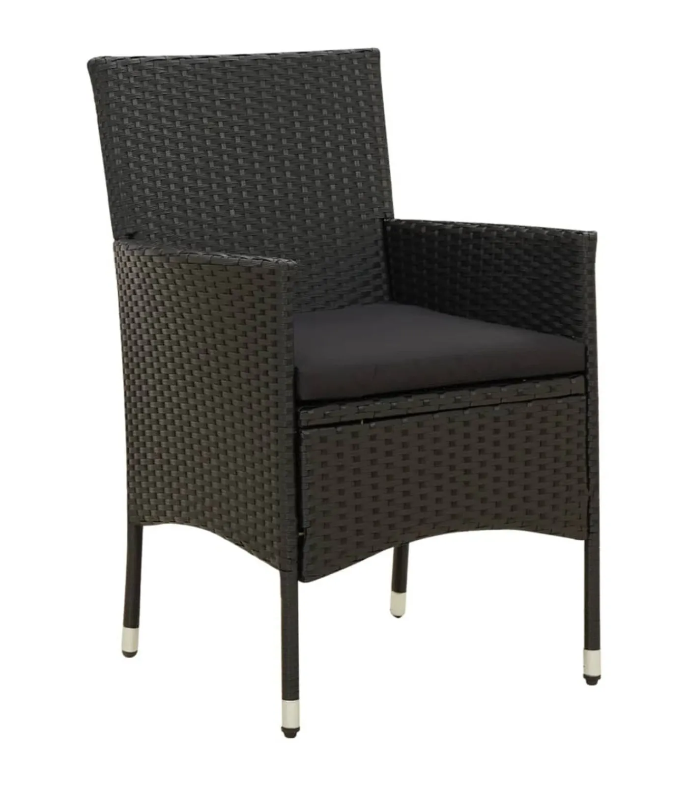 9-delige Tuinset met kussens poly rattan zwart Tuinmeubelen