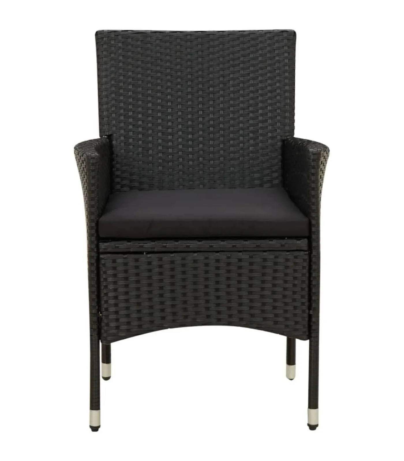 9-delige Tuinset met kussens poly rattan zwart Tuinmeubelen