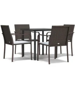 Sale 5-delige Tuinset met kussens poly rattan en staal Tuinmeubelen