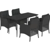 New 5-delige Tuinset met kussens poly rattan zwart Tuinmeubelen