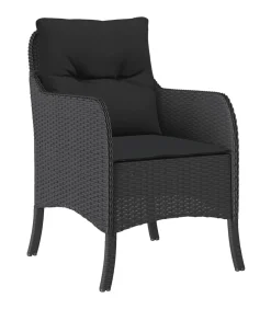 New 5-delige Tuinset met kussens poly rattan zwart Tuinmeubelen