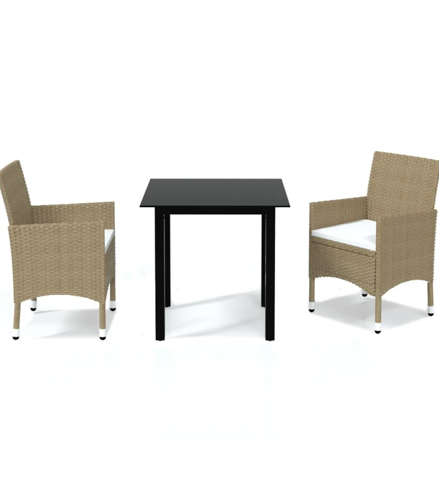 Hot 3-delige Tuinset met kussens poly rattan beige Tuinmeubelen