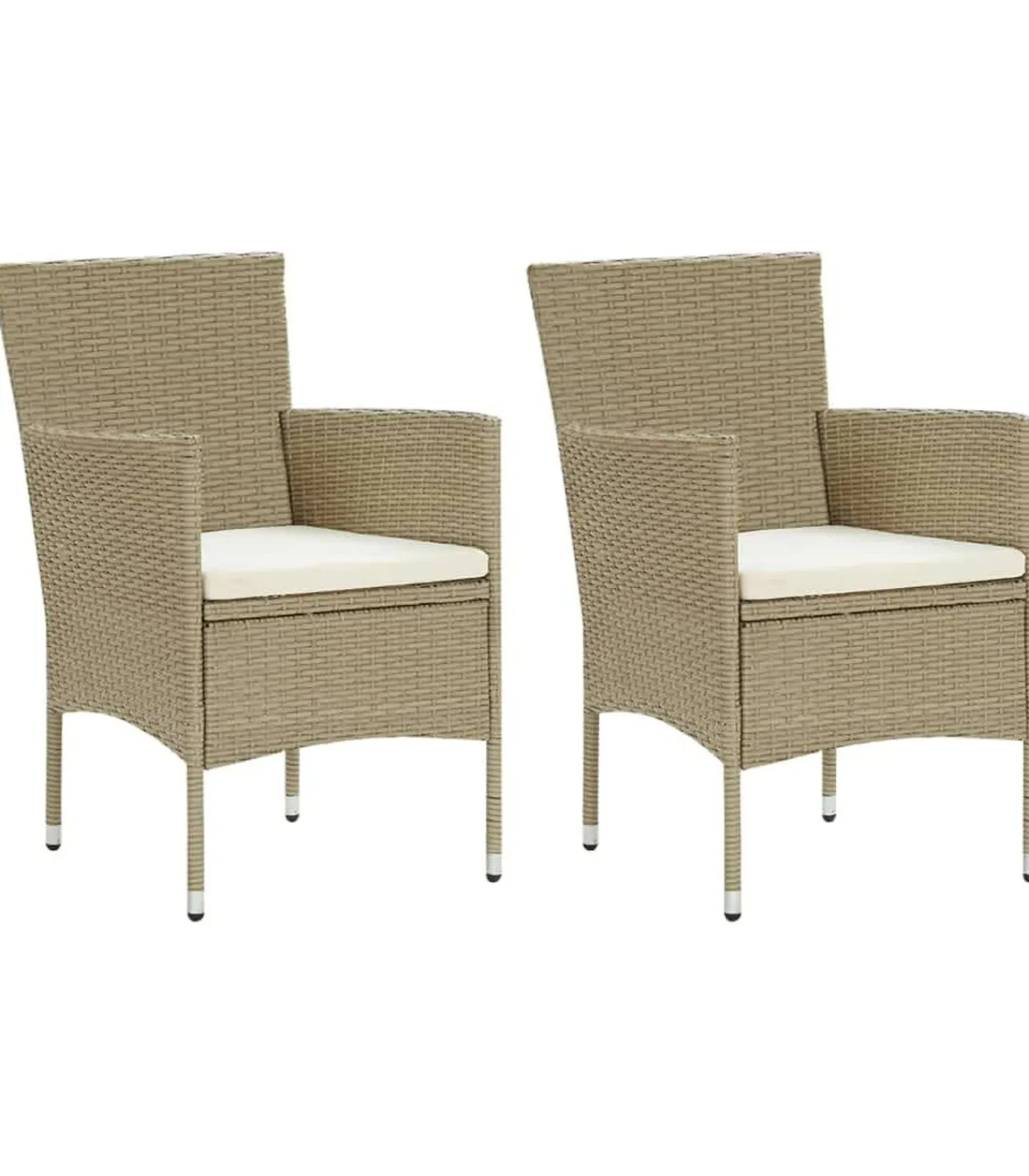 Hot 3-delige Tuinset met kussens poly rattan beige Tuinmeubelen