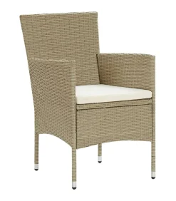 Hot 3-delige Tuinset met kussens poly rattan beige Tuinmeubelen