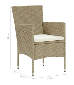 Hot 3-delige Tuinset met kussens poly rattan beige Tuinmeubelen