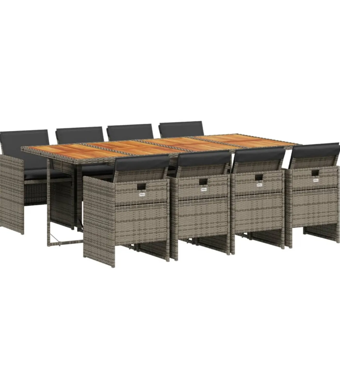 Hot 9-delige Tuinset met kussens poly rattan grijs Tuinmeubelen