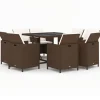 Online 9-delige Tuinset met kussens poly rattan bruin Tuinmeubelen
