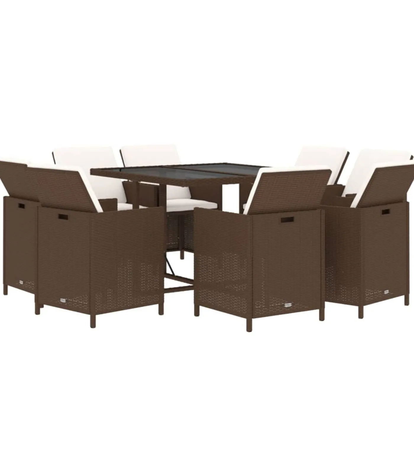 Online 9-delige Tuinset met kussens poly rattan bruin Tuinmeubelen