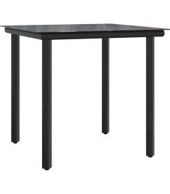 Outlet 5-delige Tuinset met kussens poly rattan zwart Tuinmeubelen