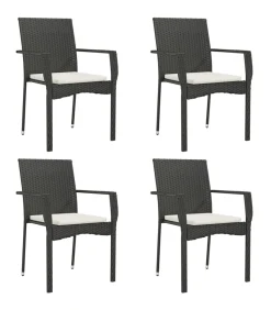 Best 5-delige Tuinset met kussens poly rattan zwart Tuinmeubelen