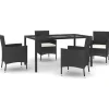 Clearance 5-delige Tuinset met kussens poly rattan zwart Tuinmeubelen