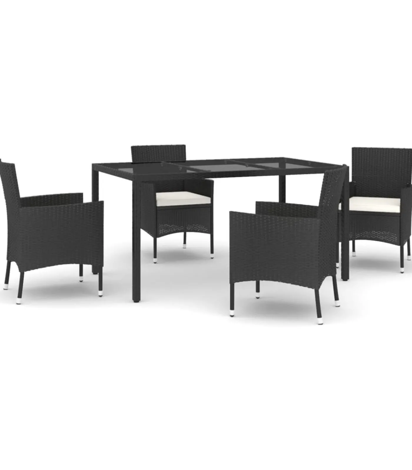 Clearance 5-delige Tuinset met kussens poly rattan zwart Tuinmeubelen