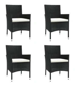 Clearance 5-delige Tuinset met kussens poly rattan zwart Tuinmeubelen