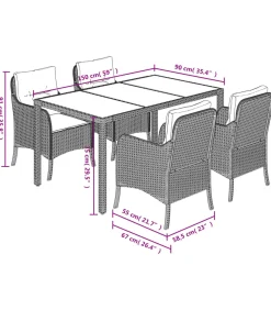 Sale 5-delige Tuinset met kussens poly rattan zwart Tuinmeubelen