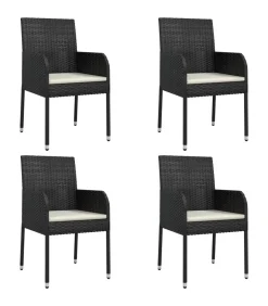 New 5-delige Tuinset met kussens poly rattan zwart Tuinmeubelen