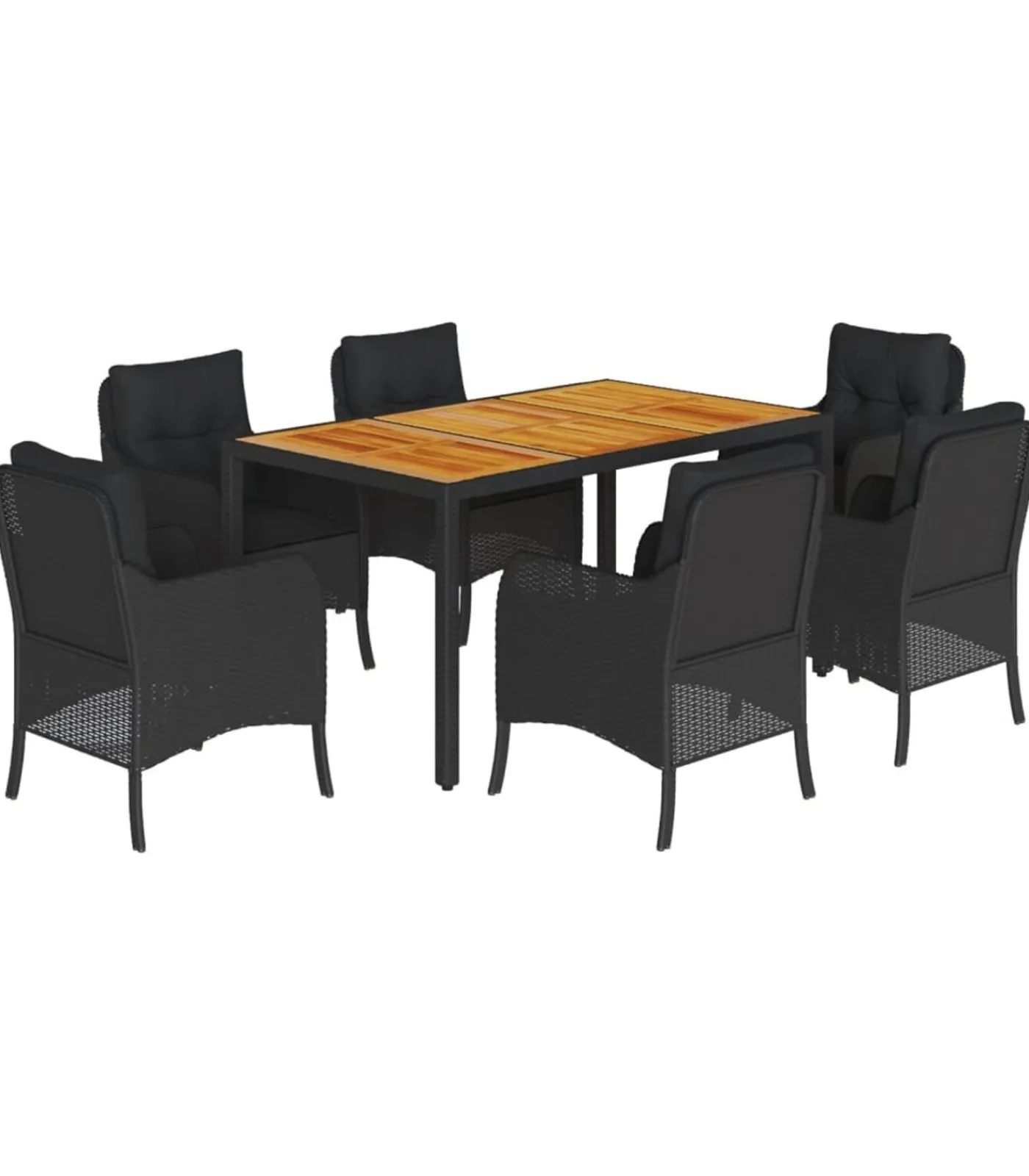 New 7-delige Tuinset met kussens poly rattan zwart Tuinmeubelen