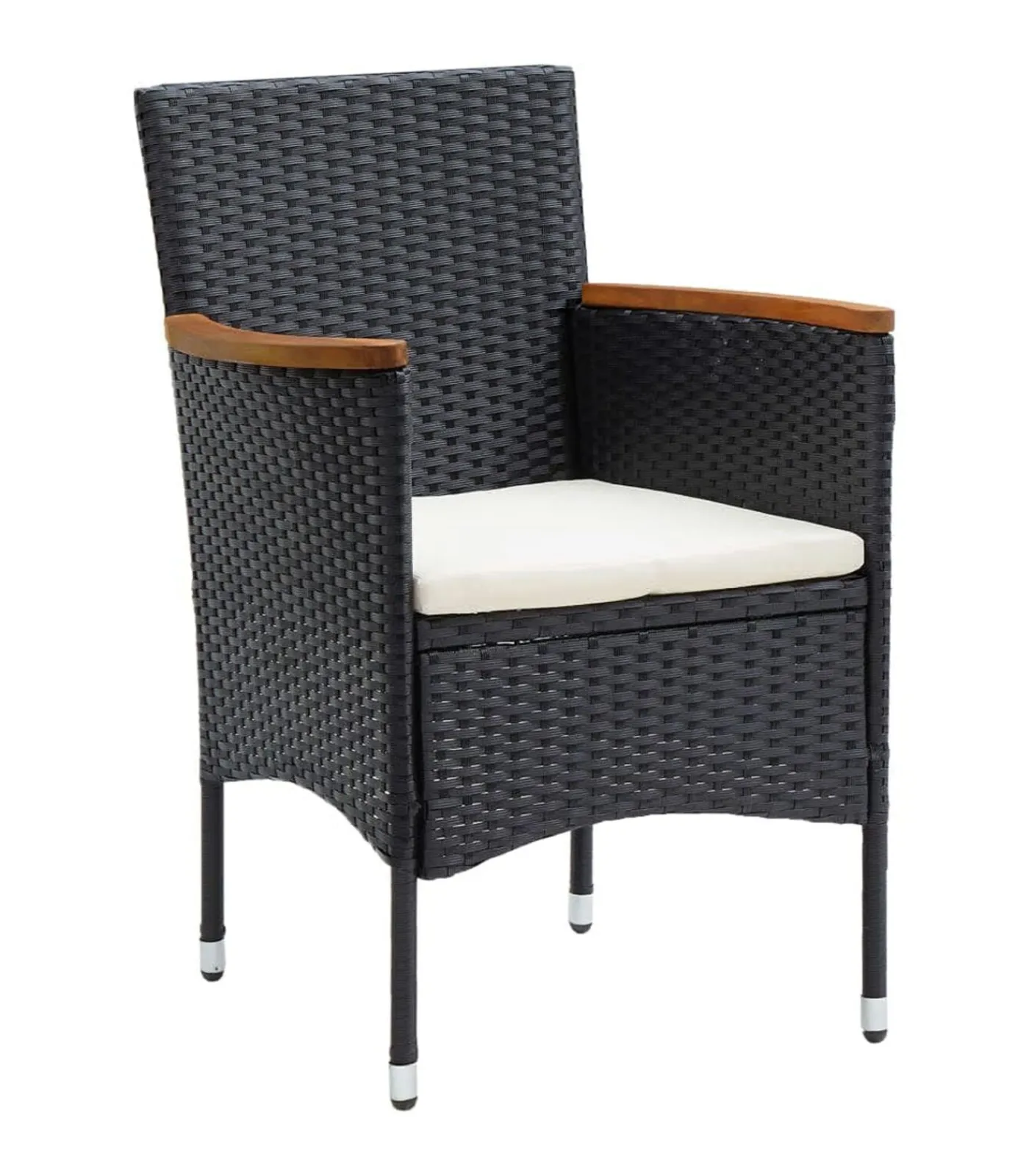 7-delige Tuinset met kussens poly rattan zwart Tuinmeubelen