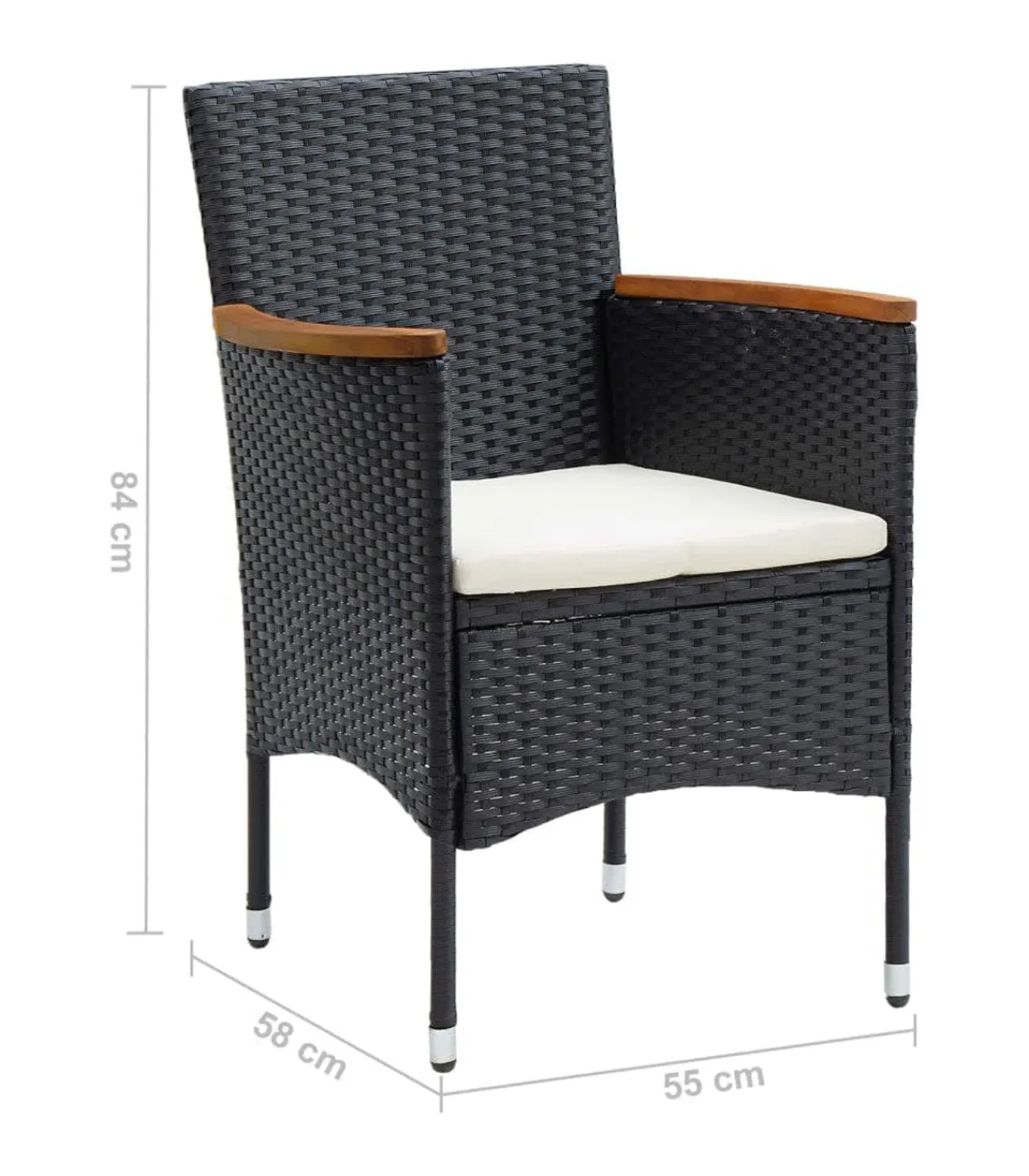 7-delige Tuinset met kussens poly rattan zwart Tuinmeubelen