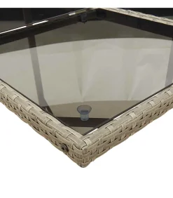 Outlet 13-delige Tuinset met kussens poly rattan grijs Tuinmeubelen