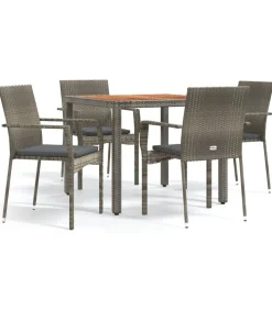 Sale 5-delige Tuinset met kussens poly rattan grijs Tuinmeubelen