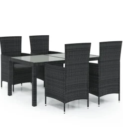 New 5-delige Tuinset met kussens poly rattan zwart Tuinmeubelen