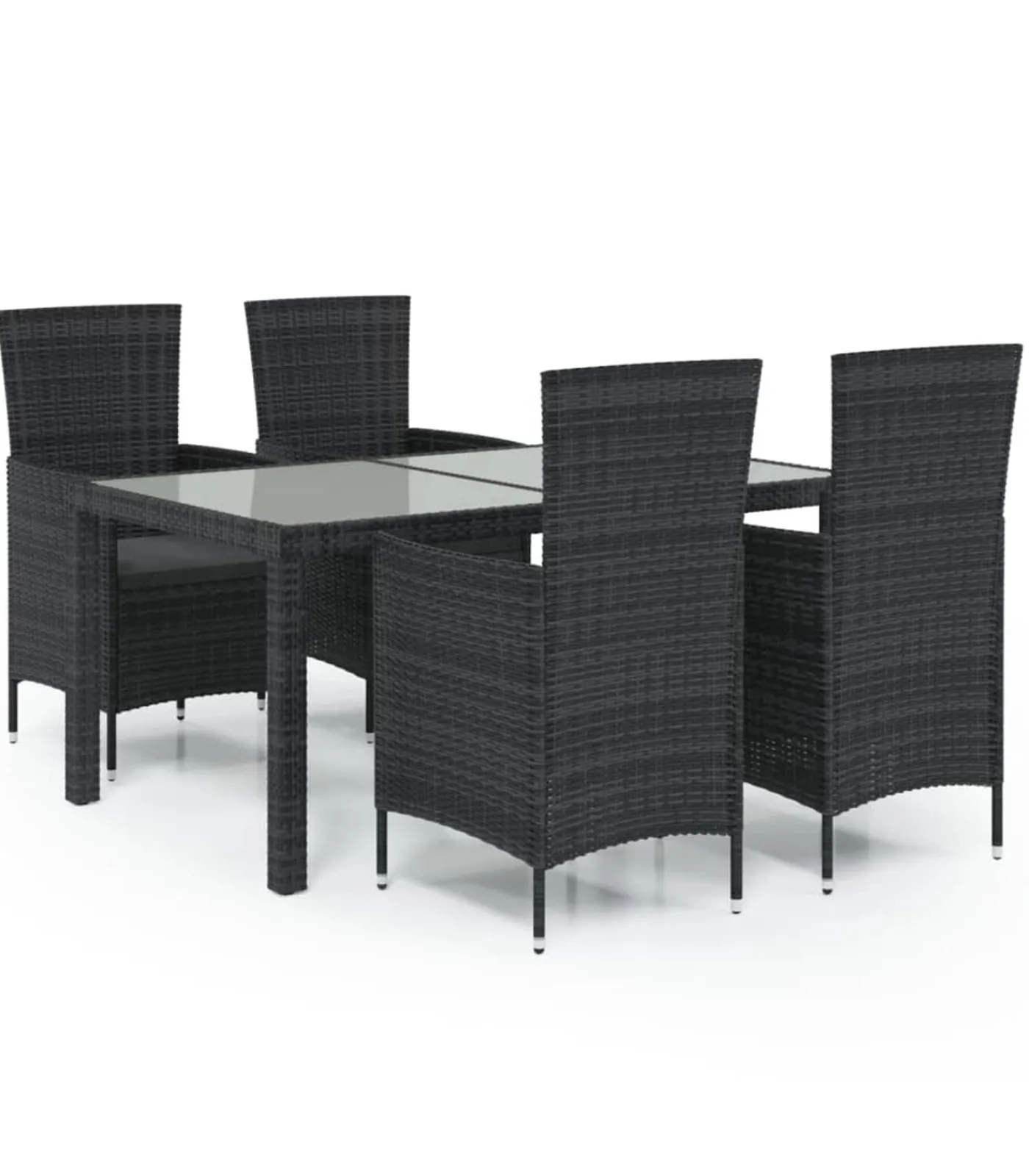 New 5-delige Tuinset met kussens poly rattan zwart Tuinmeubelen